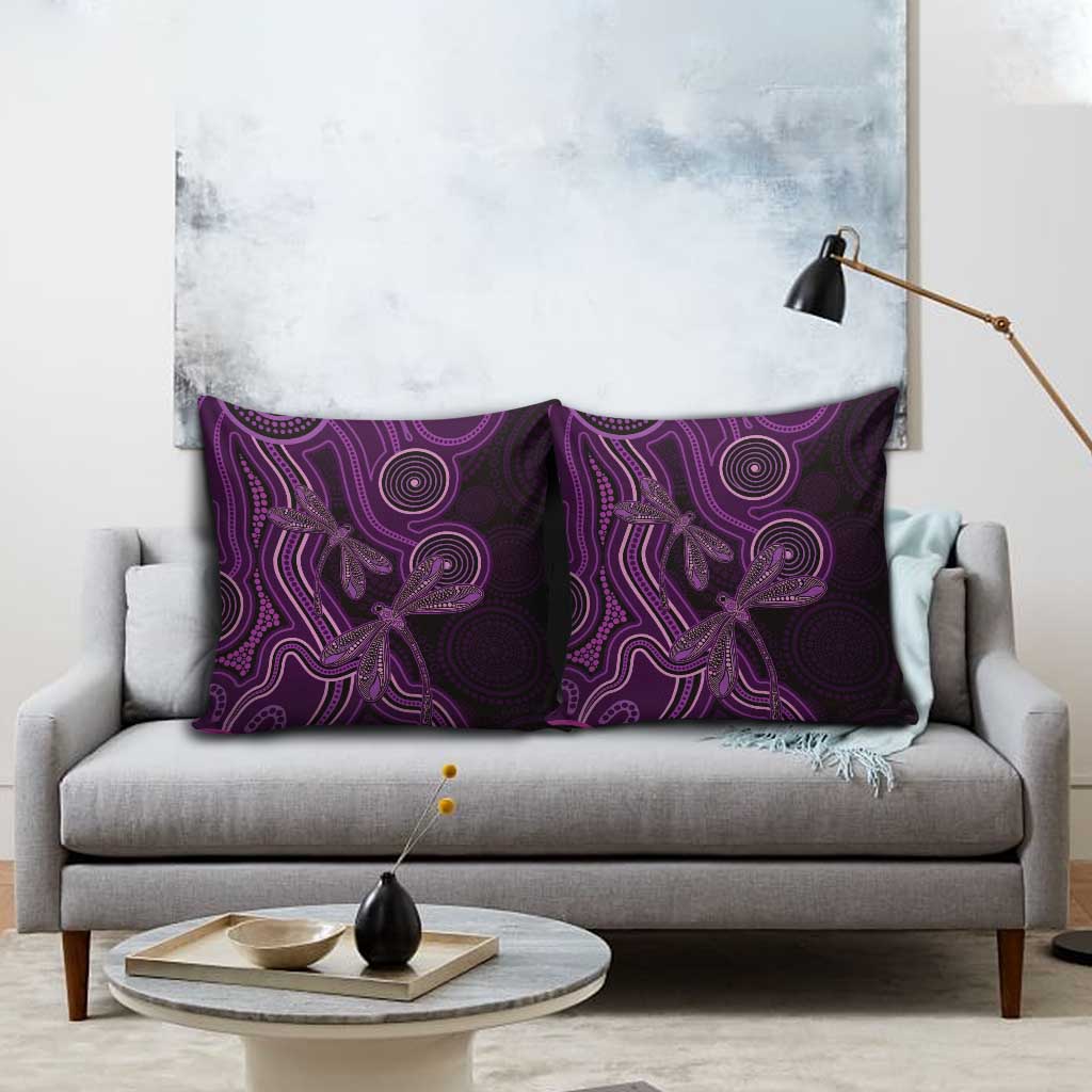 Purple Indigenous Dragonfly Australia Pillow Cover Aboriginal Art - Aussie Hoodie