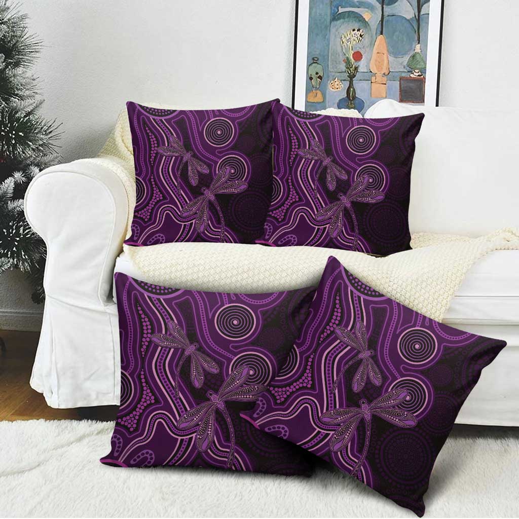 Purple Indigenous Dragonfly Australia Pillow Cover Aboriginal Art - Aussie Hoodie