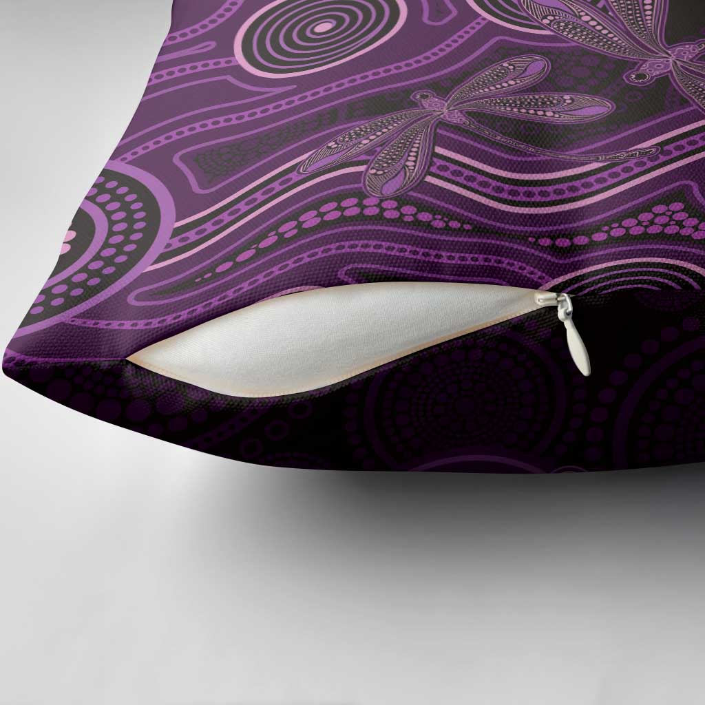 Purple Indigenous Dragonfly Australia Pillow Cover Aboriginal Art - Aussie Hoodie