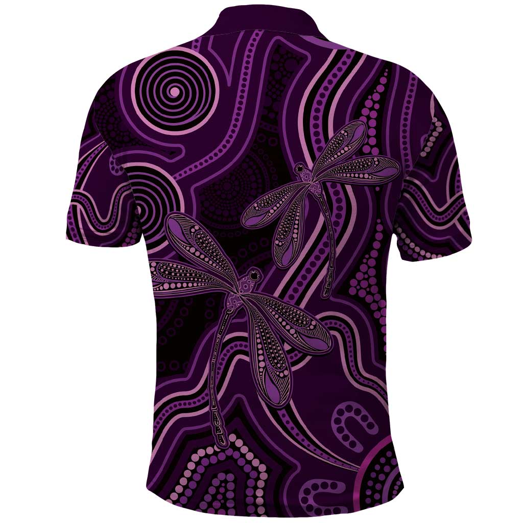 Purple Indigenous Dragonfly Australia Polo Shirt Aboriginal Art - Aussie Hoodie