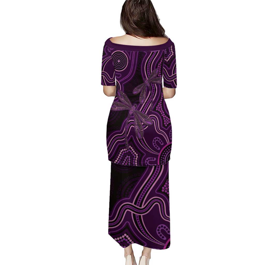 Purple Indigenous Dragonfly Australia Puletasi Aboriginal Art - Aussie Hoodie