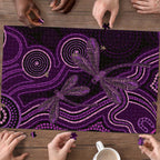 Purple Indigenous Dragonfly Australia Puzzle Aboriginal Art - Aussie Hoodie