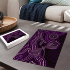 Purple Indigenous Dragonfly Australia Puzzle Aboriginal Art - Aussie Hoodie