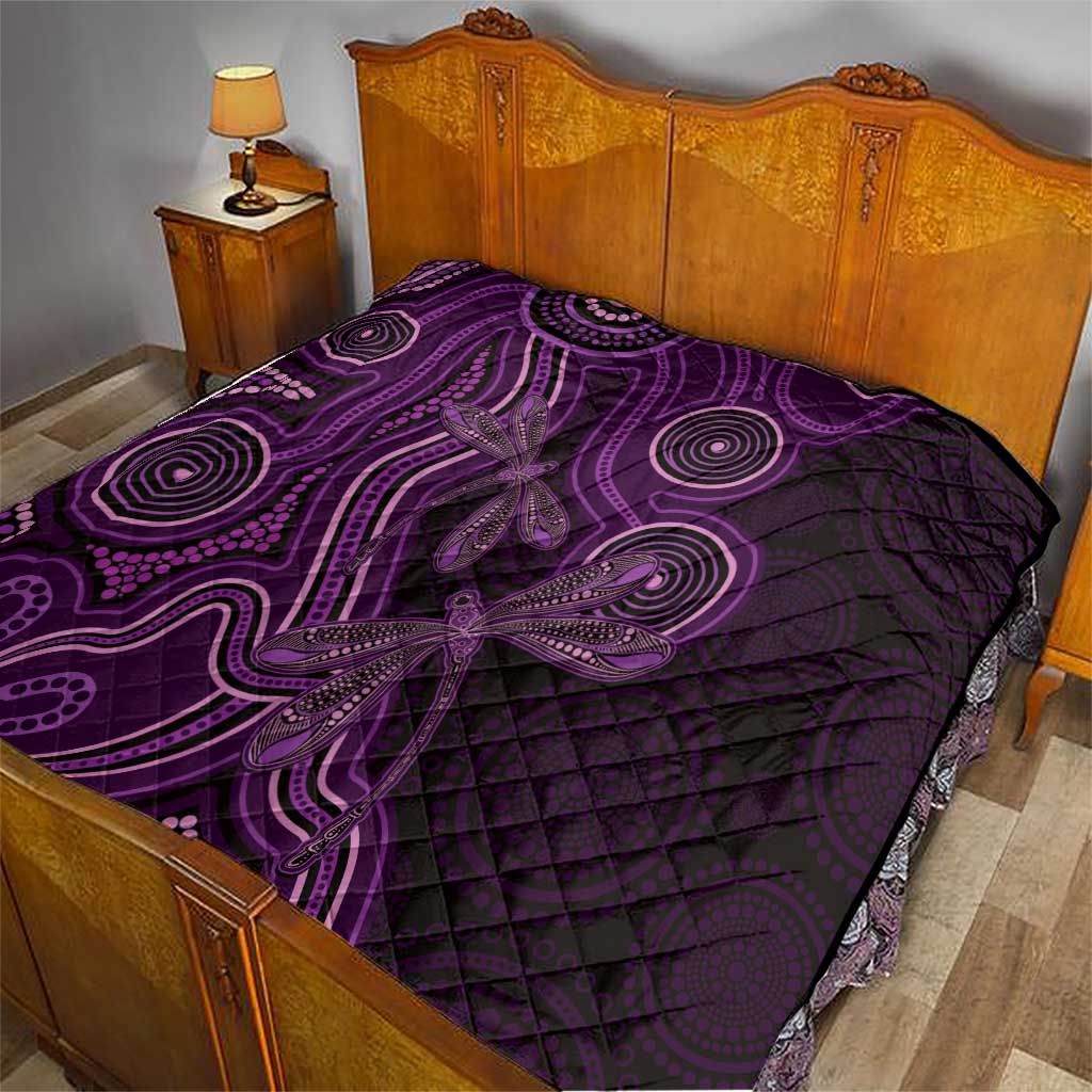 Purple Indigenous Dragonfly Australia Quilt Aboriginal Art - Aussie Hoodie