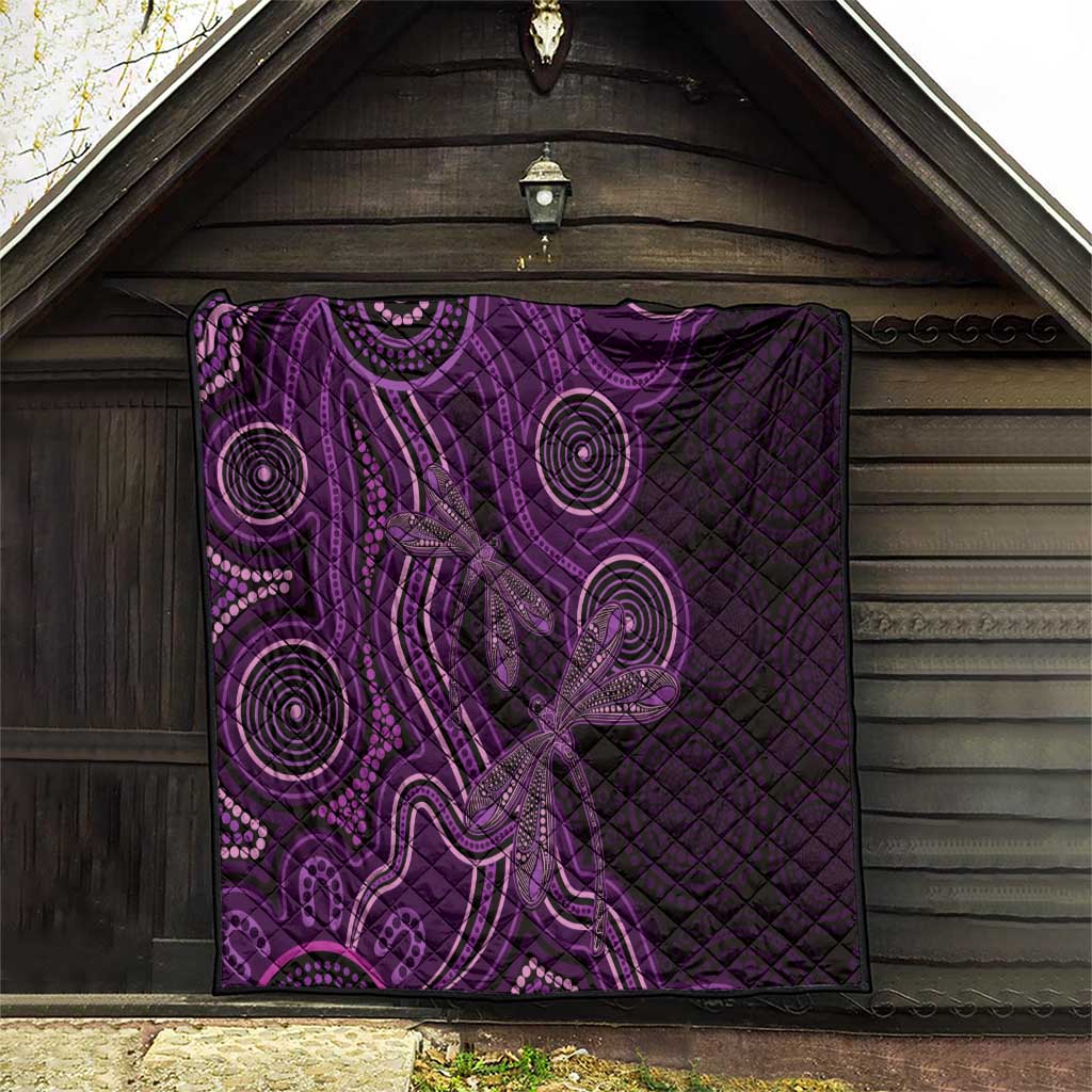 Purple Indigenous Dragonfly Australia Quilt Aboriginal Art - Aussie Hoodie