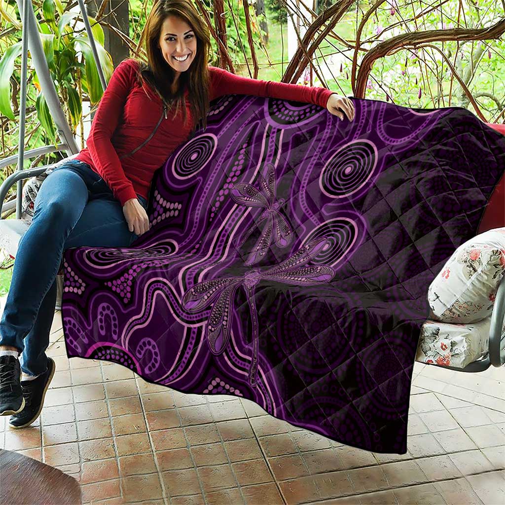 Purple Indigenous Dragonfly Australia Quilt Aboriginal Art - Aussie Hoodie