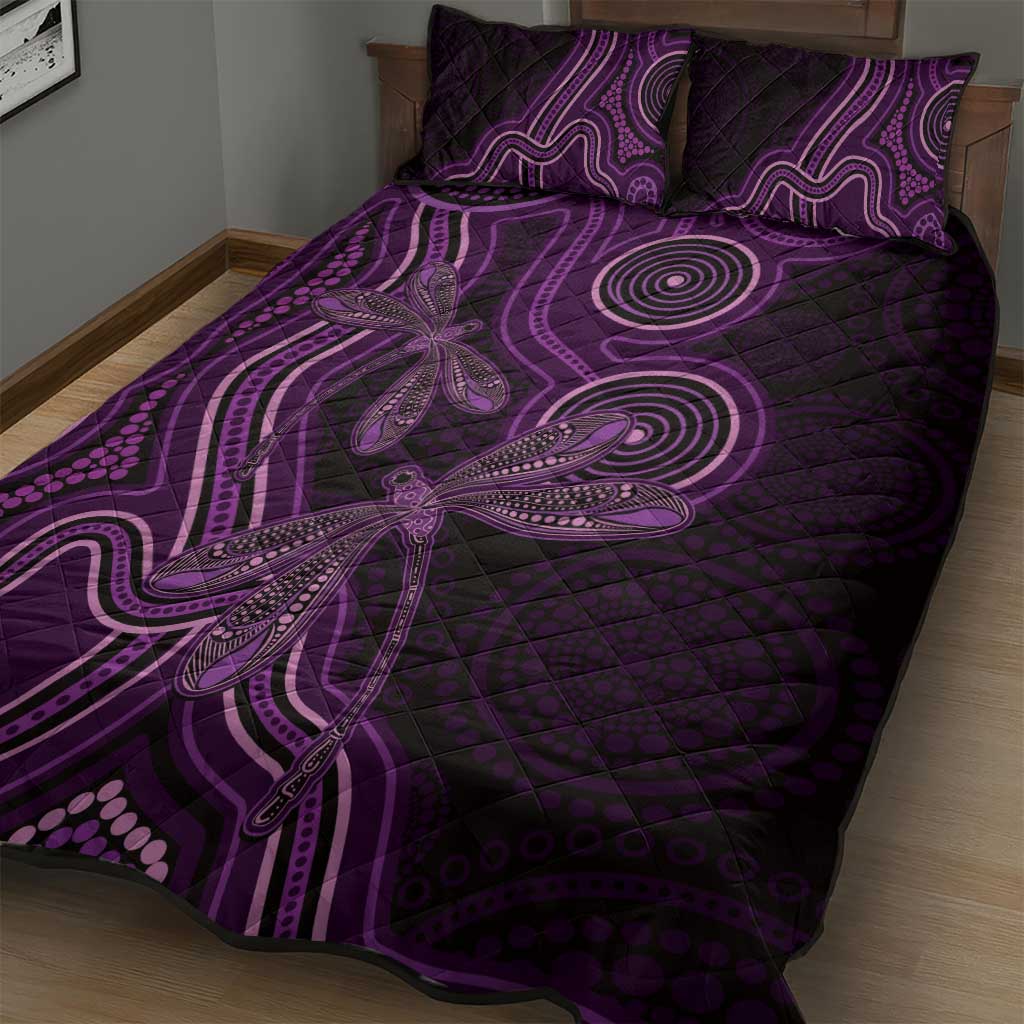 Purple Indigenous Dragonfly Australia Quilt Bed Set Aboriginal Art - Aussie Hoodie