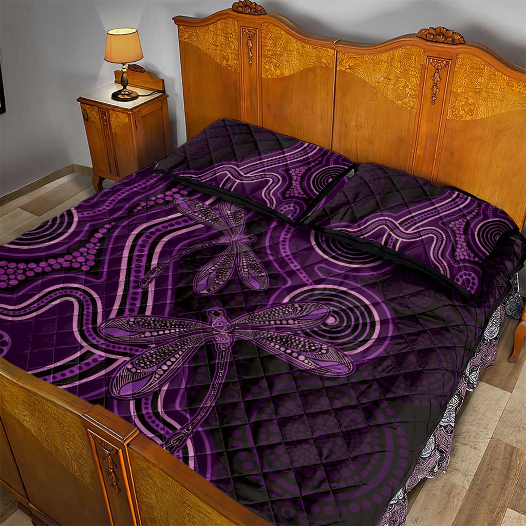 Purple Indigenous Dragonfly Australia Quilt Bed Set Aboriginal Art - Aussie Hoodie