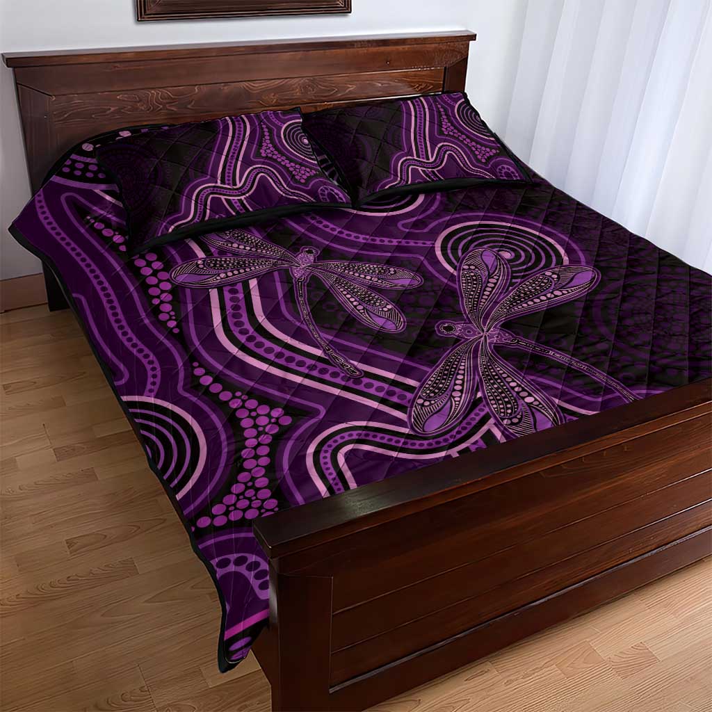 Purple Indigenous Dragonfly Australia Quilt Bed Set Aboriginal Art - Aussie Hoodie