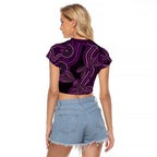 Purple Indigenous Dragonfly Australia Raglan Cropped T Shirt Aboriginal Art - Aussie Hoodie