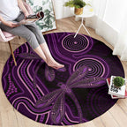 Purple Indigenous Dragonfly Australia Round Carpet Aboriginal Art - Aussie Hoodie