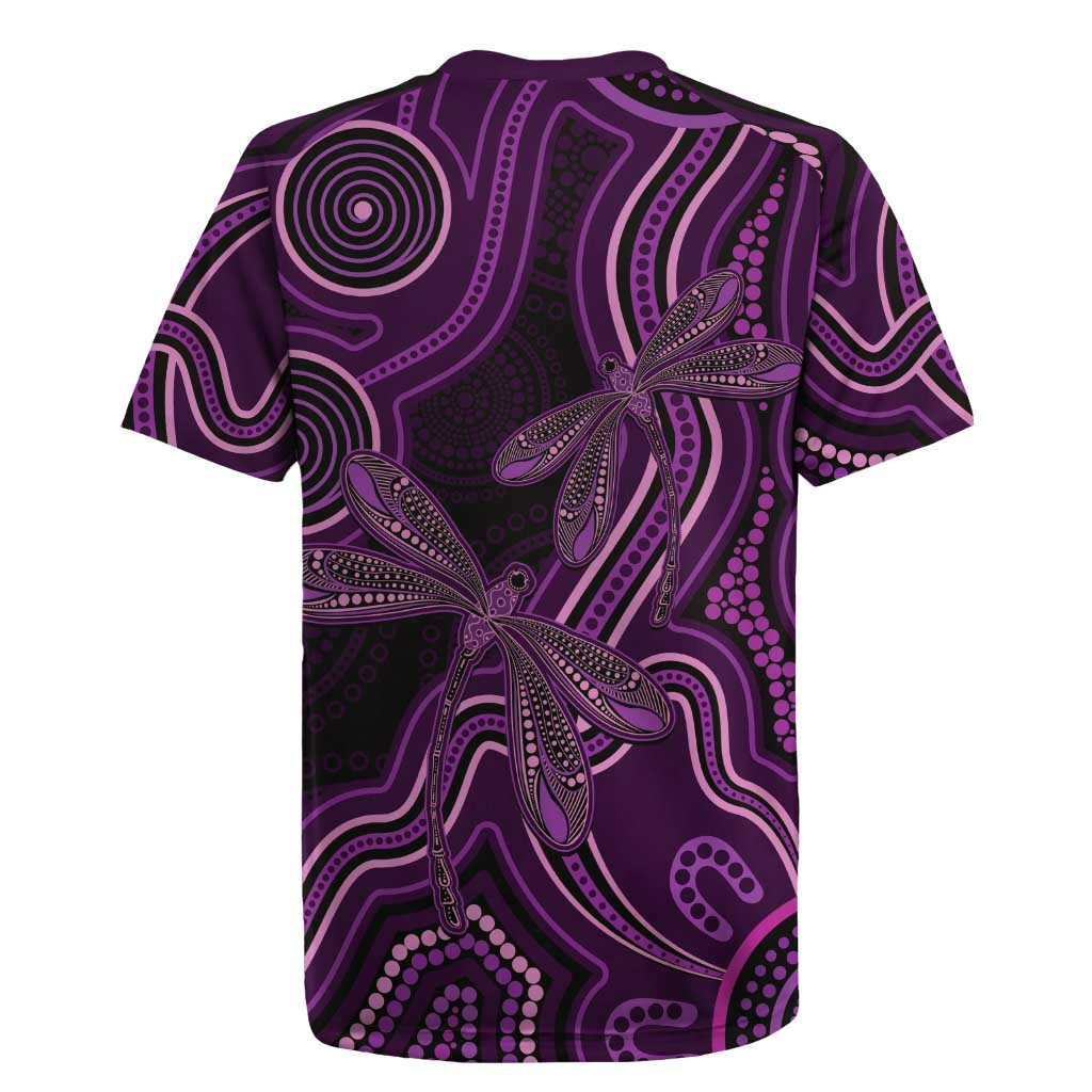 Purple Indigenous Dragonfly Australia Rugby Jersey Aboriginal Art - Aussie Hoodie