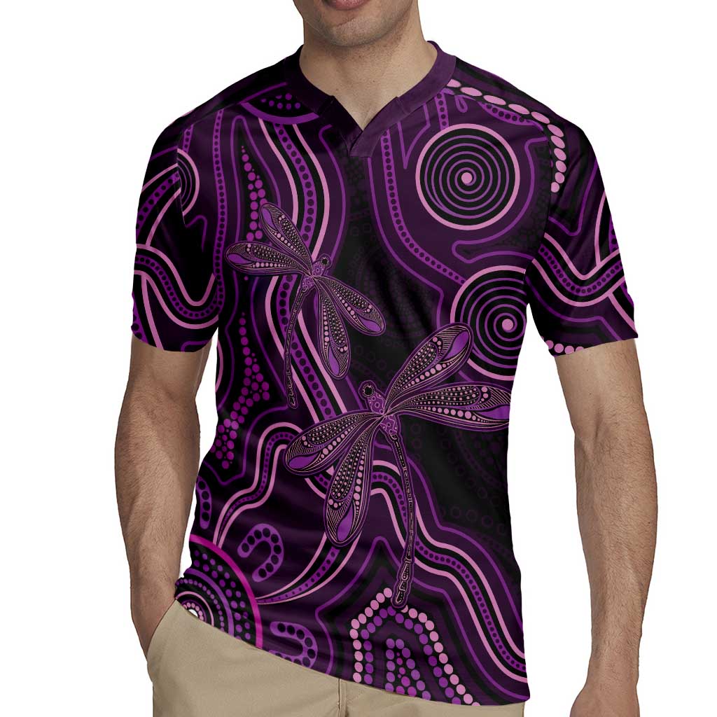 Purple Indigenous Dragonfly Australia Rugby Jersey Aboriginal Art - Aussie Hoodie