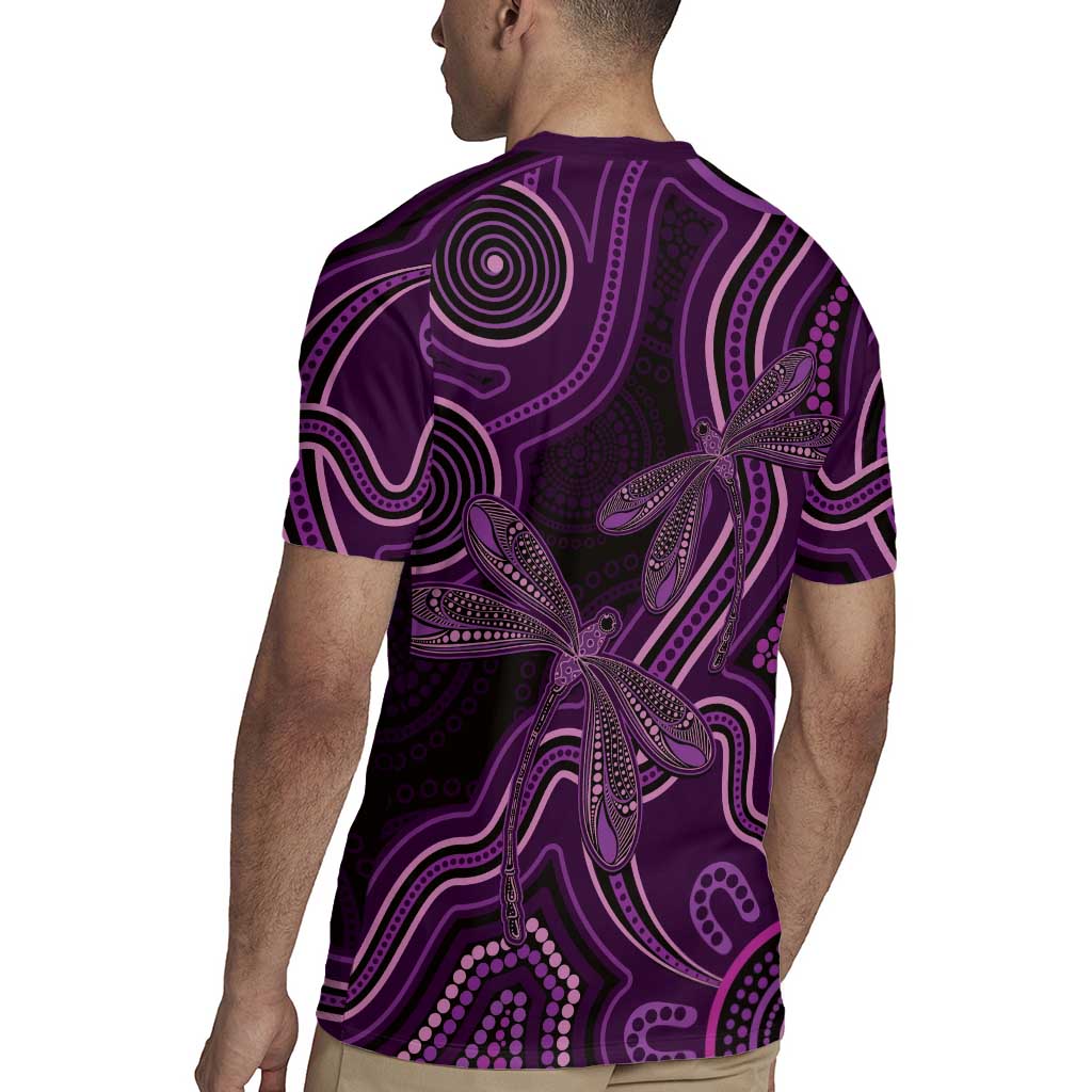 Purple Indigenous Dragonfly Australia Rugby Jersey Aboriginal Art - Aussie Hoodie