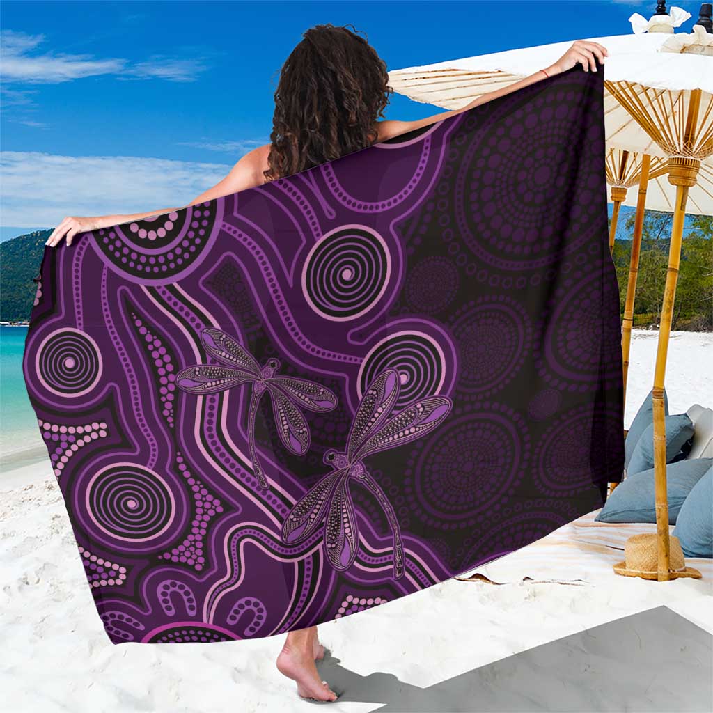 Purple Indigenous Dragonfly Australia Sarong Aboriginal Art - Aussie Hoodie