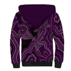 Purple Indigenous Dragonfly Australia Sherpa Hoodie Aboriginal Art - Aussie Hoodie