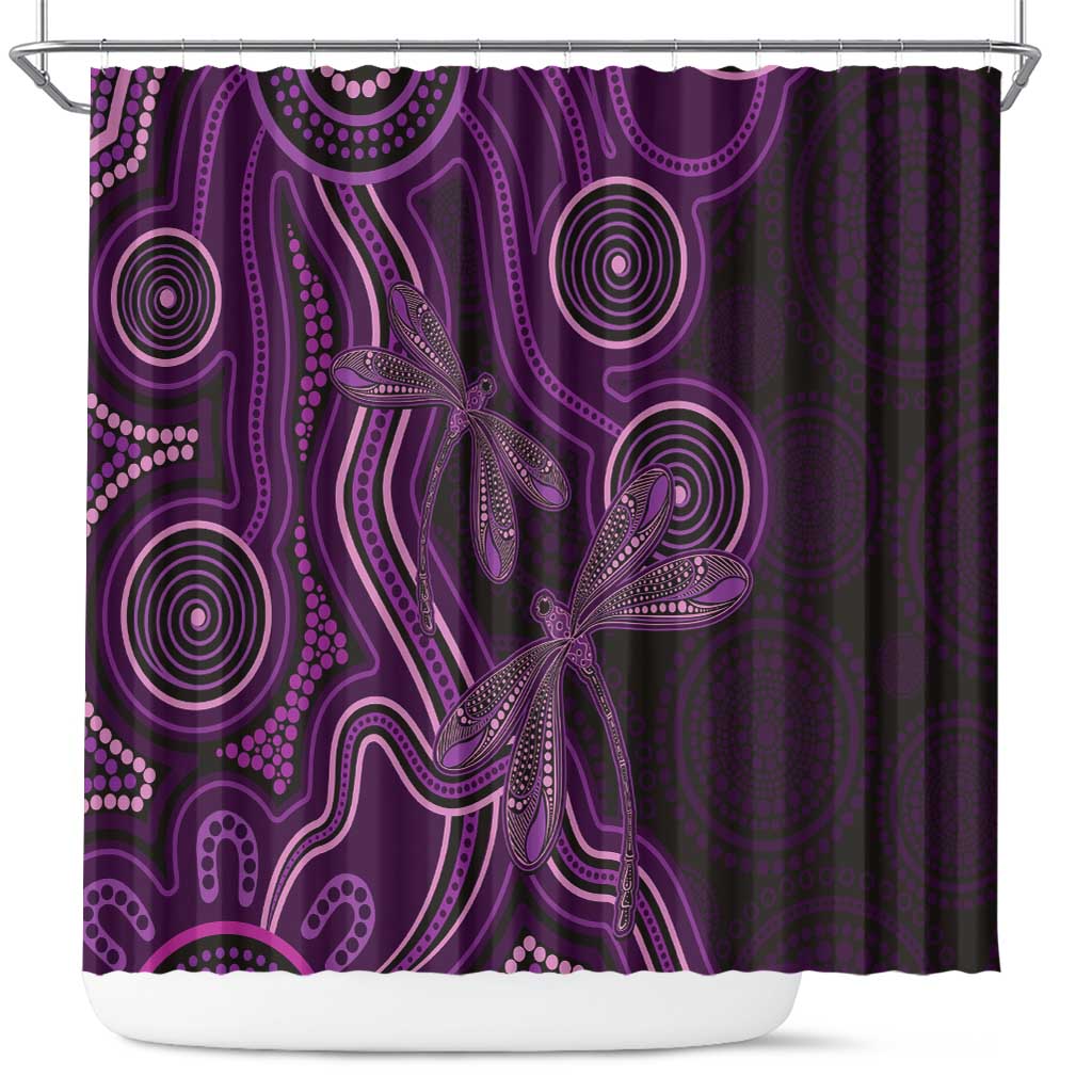 Purple Indigenous Dragonfly Australia Shower Curtain Aboriginal Art - Aussie Hoodie