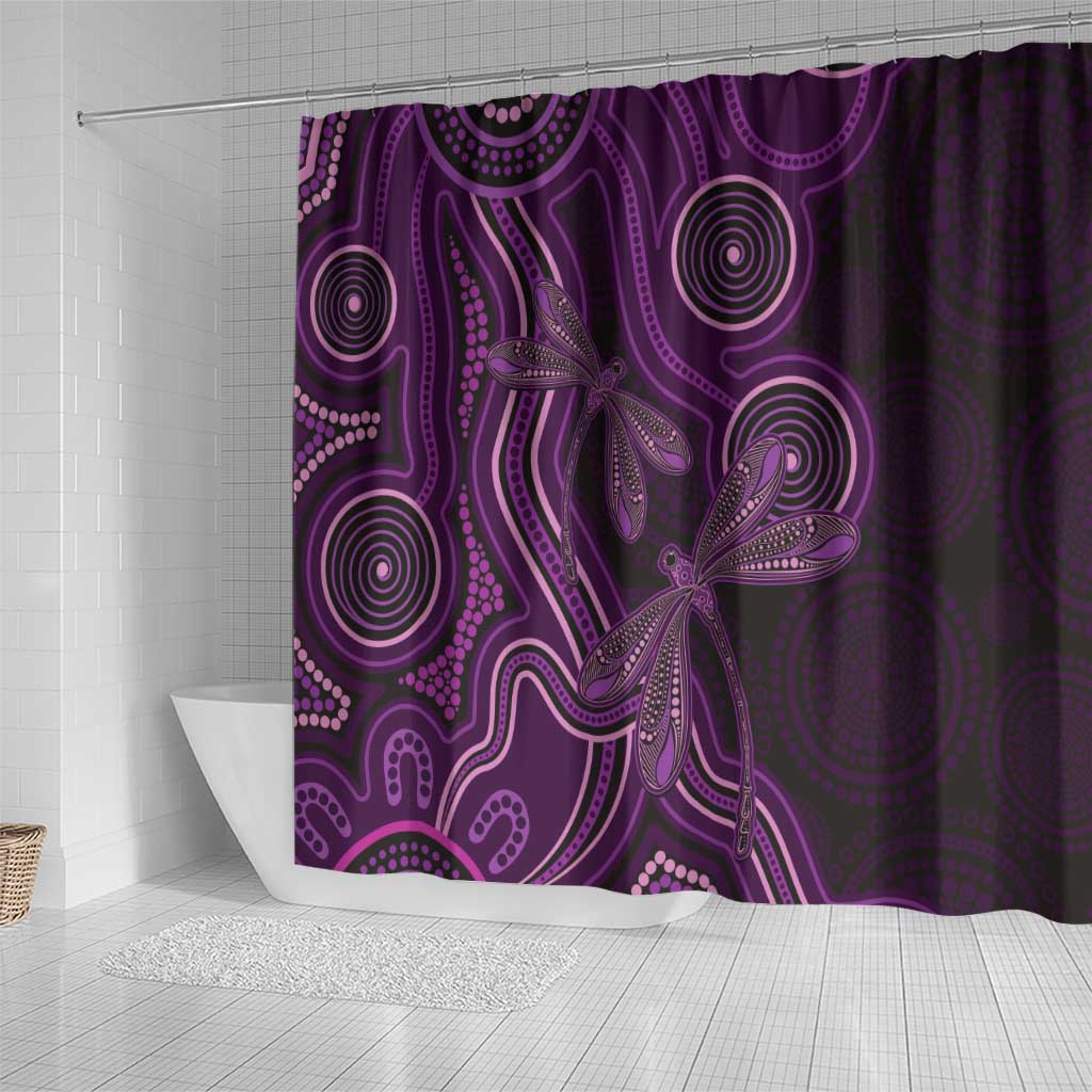 Purple Indigenous Dragonfly Australia Shower Curtain Aboriginal Art - Aussie Hoodie