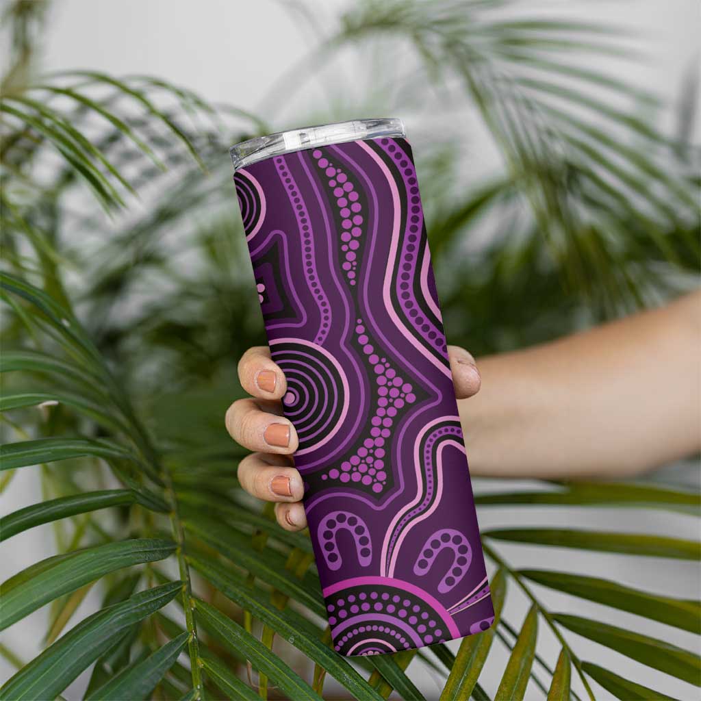 Purple Indigenous Dragonfly Australia Skinny Tumbler Aboriginal Art - Aussie Hoodie