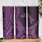 Purple Indigenous Dragonfly Australia Skinny Tumbler Aboriginal Art - Aussie Hoodie