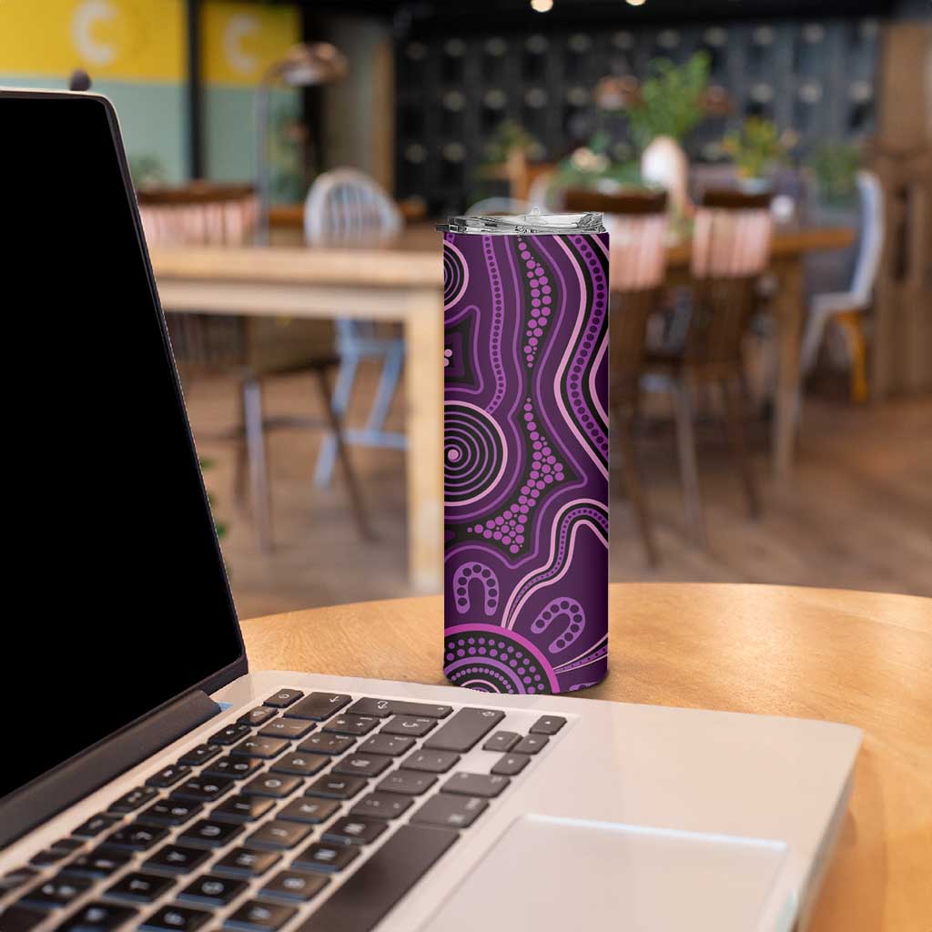 Purple Indigenous Dragonfly Australia Skinny Tumbler Aboriginal Art - Aussie Hoodie