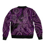Purple Indigenous Dragonfly Australia Sleeve Zip Bomber Jacket Aboriginal Art - Aussie Hoodie
