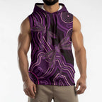 Purple Indigenous Dragonfly Australia Sleeveless Hoodie Aboriginal Art - Aussie Hoodie