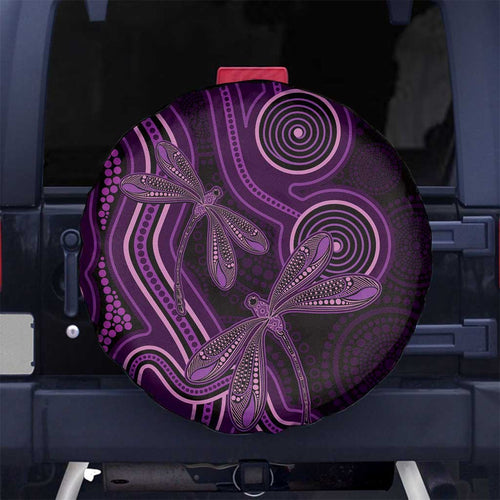 Purple Indigenous Dragonfly Australia Spare Tire Cover Aboriginal Art - Aussie Hoodie