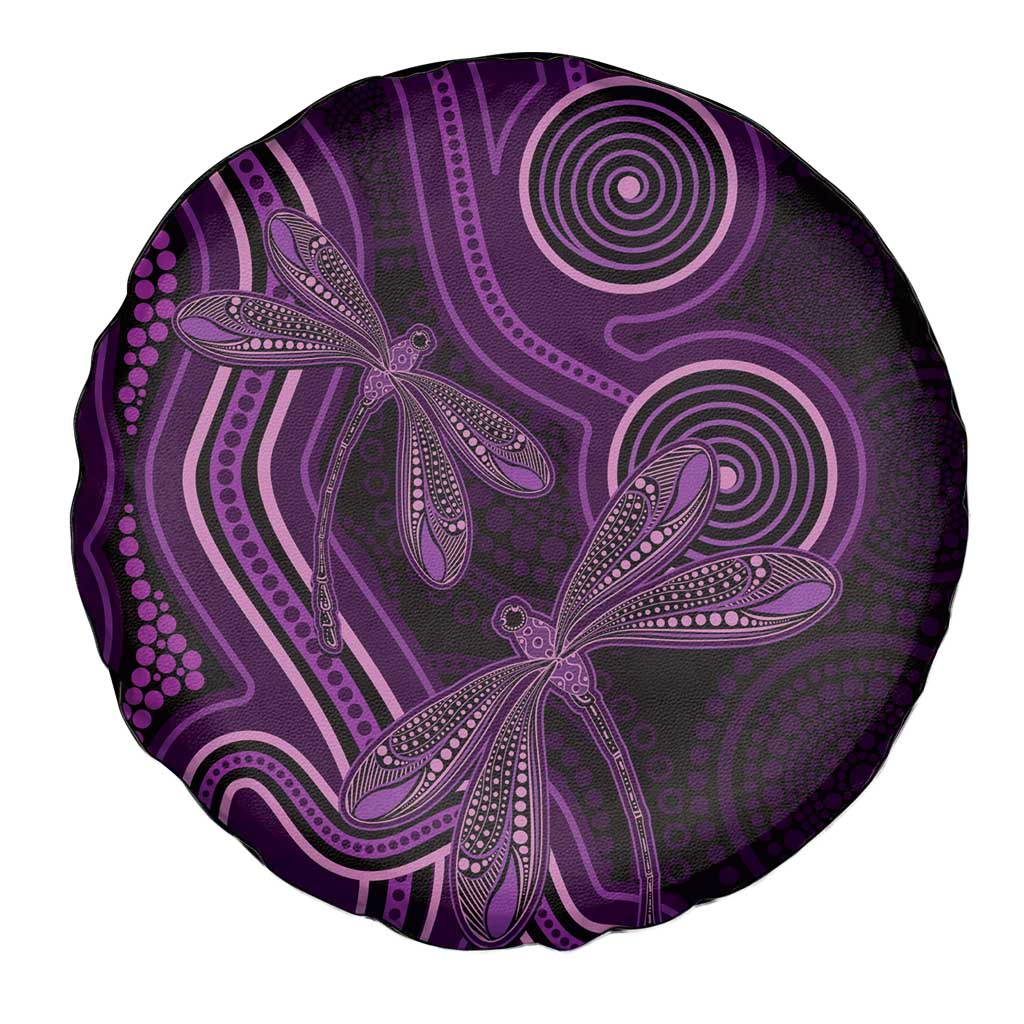 Purple Indigenous Dragonfly Australia Spare Tire Cover Aboriginal Art - Aussie Hoodie