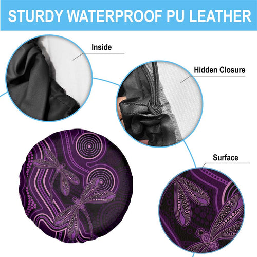 Purple Indigenous Dragonfly Australia Spare Tire Cover Aboriginal Art - Aussie Hoodie