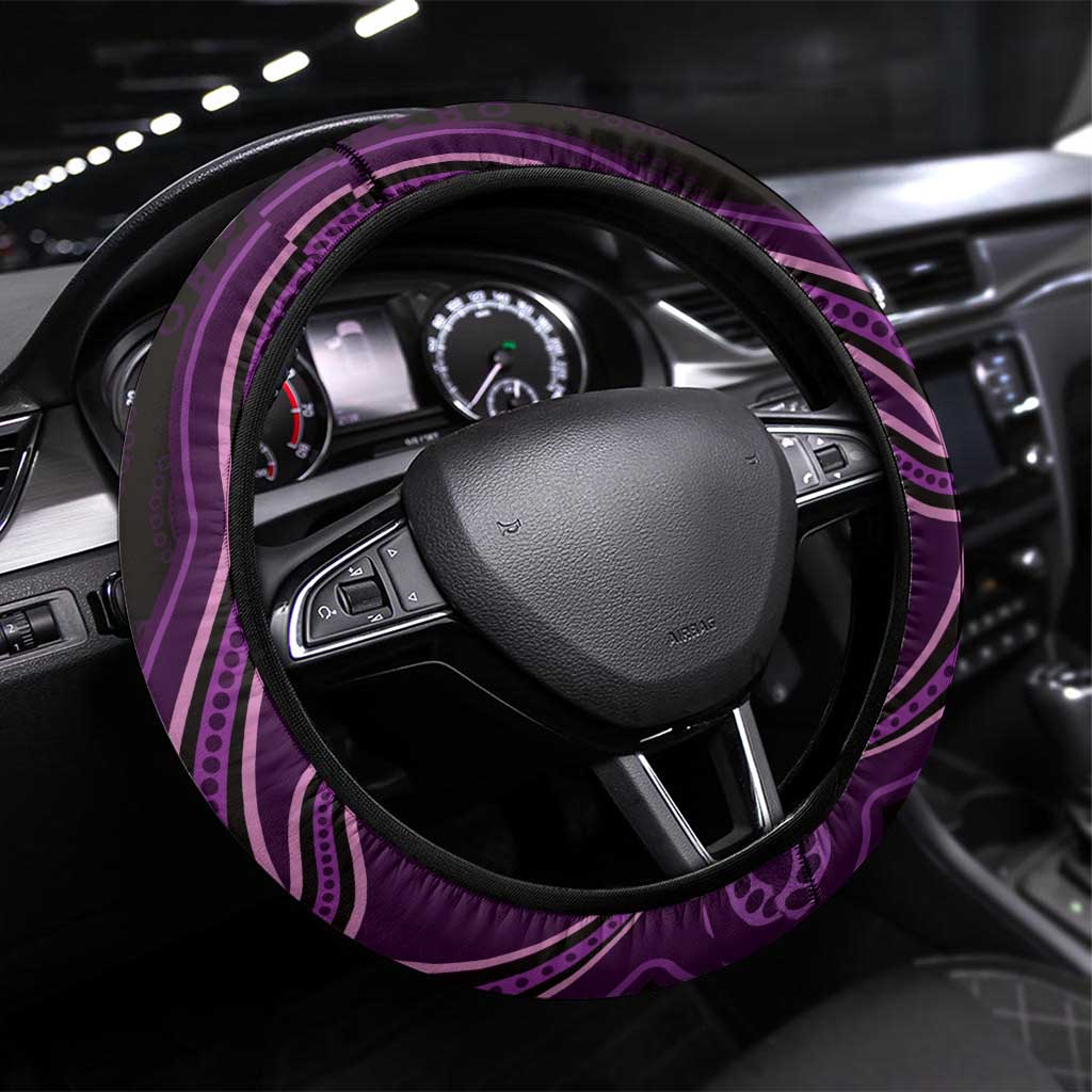 Purple Indigenous Dragonfly Australia Steering Wheel Cover Aboriginal Art - Aussie Hoodie