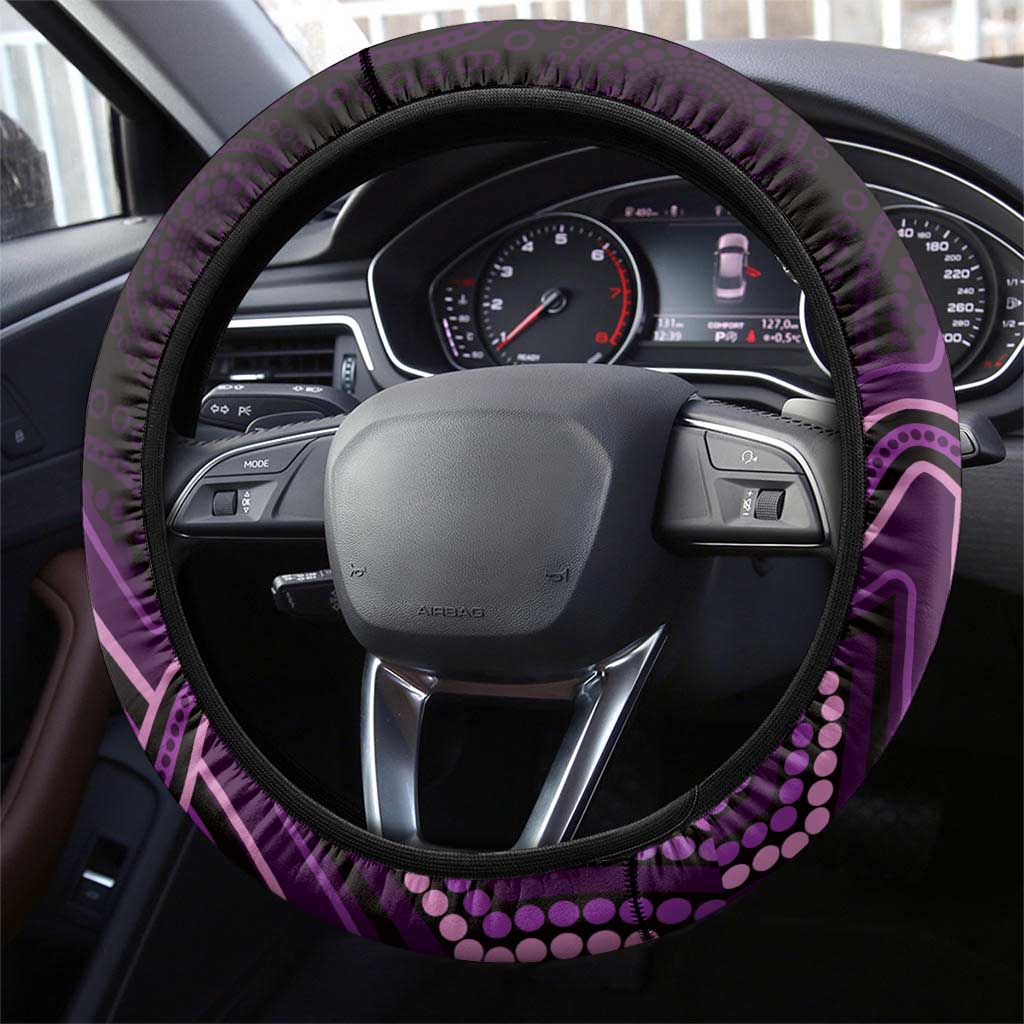 Purple Indigenous Dragonfly Australia Steering Wheel Cover Aboriginal Art - Aussie Hoodie