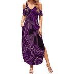 Purple Indigenous Dragonfly Australia Summer Maxi Dress Aboriginal Art - Aussie Hoodie