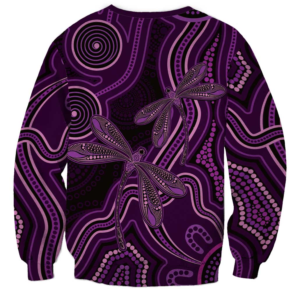 Purple Indigenous Dragonfly Australia Sweatshirt Aboriginal Art - Aussie Hoodie