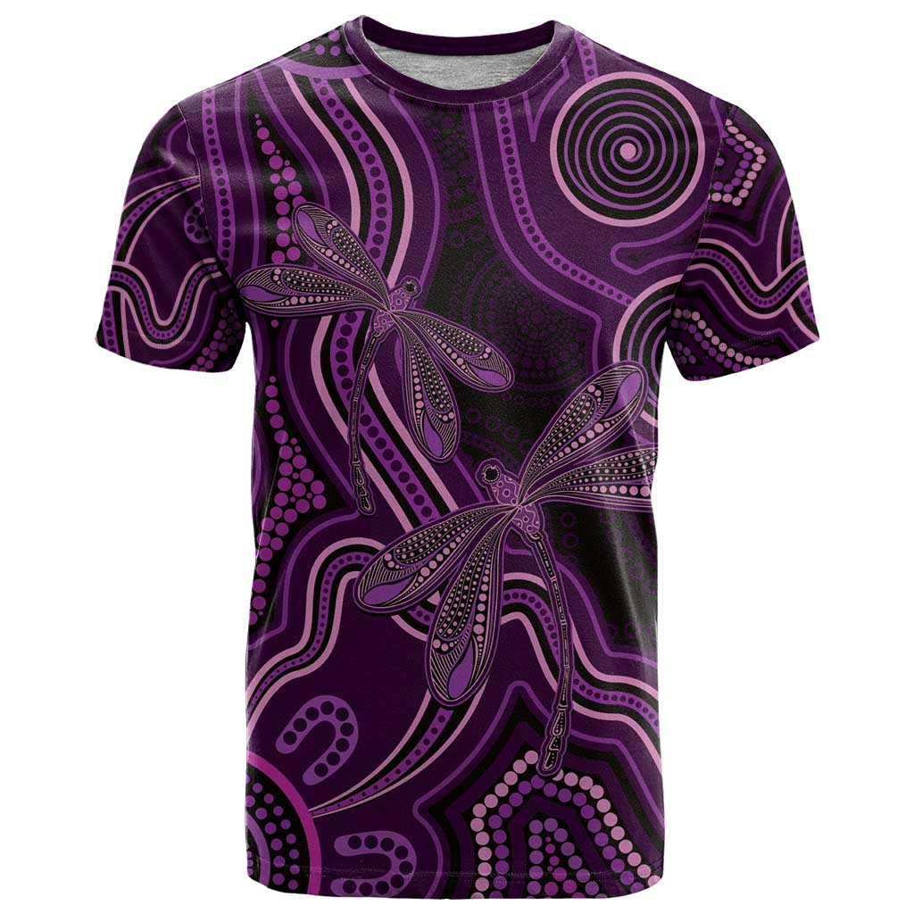 Purple Indigenous Dragonfly Australia T Shirt Aboriginal Art - Aussie Hoodie