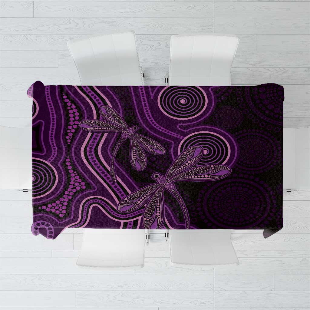 Purple Indigenous Dragonfly Australia Tablecloth Aboriginal Art - Aussie Hoodie