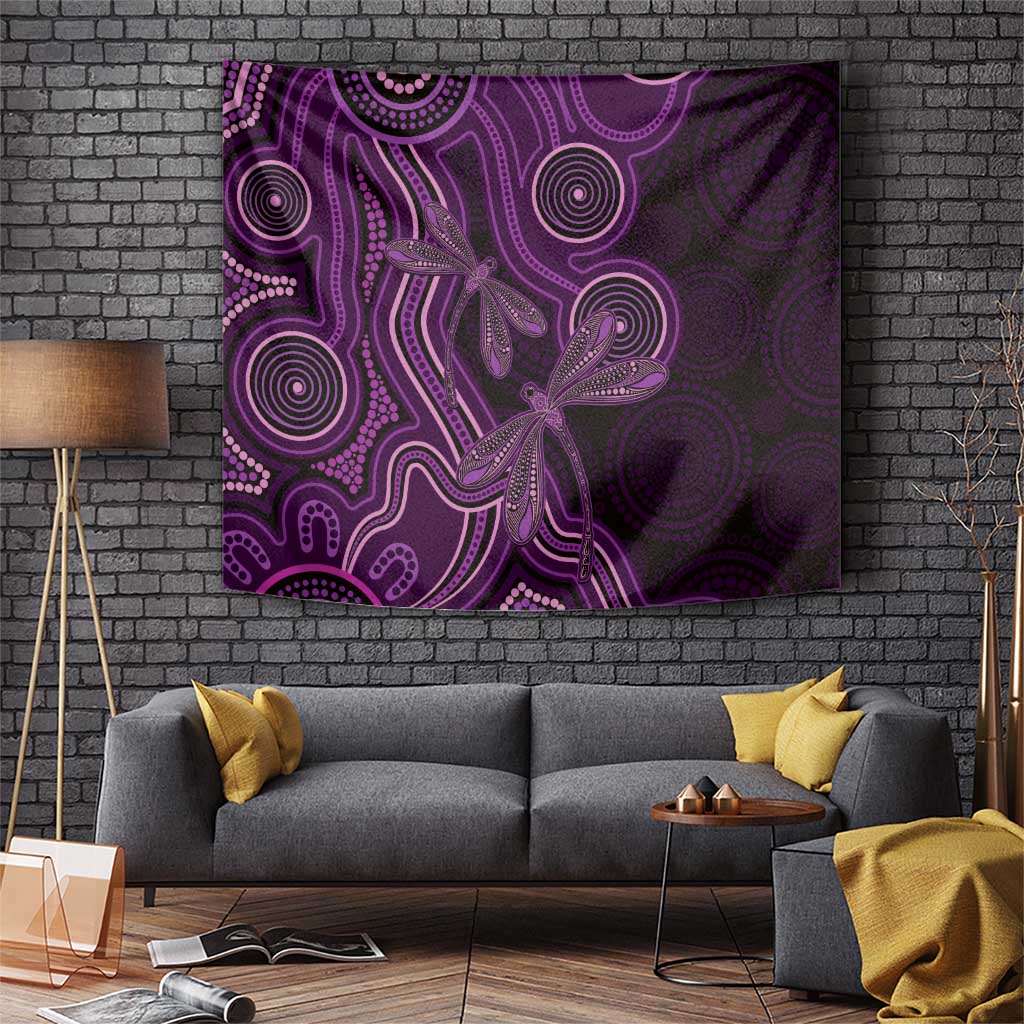 Purple Indigenous Dragonfly Australia Tapestry Aboriginal Art - Aussie Hoodie