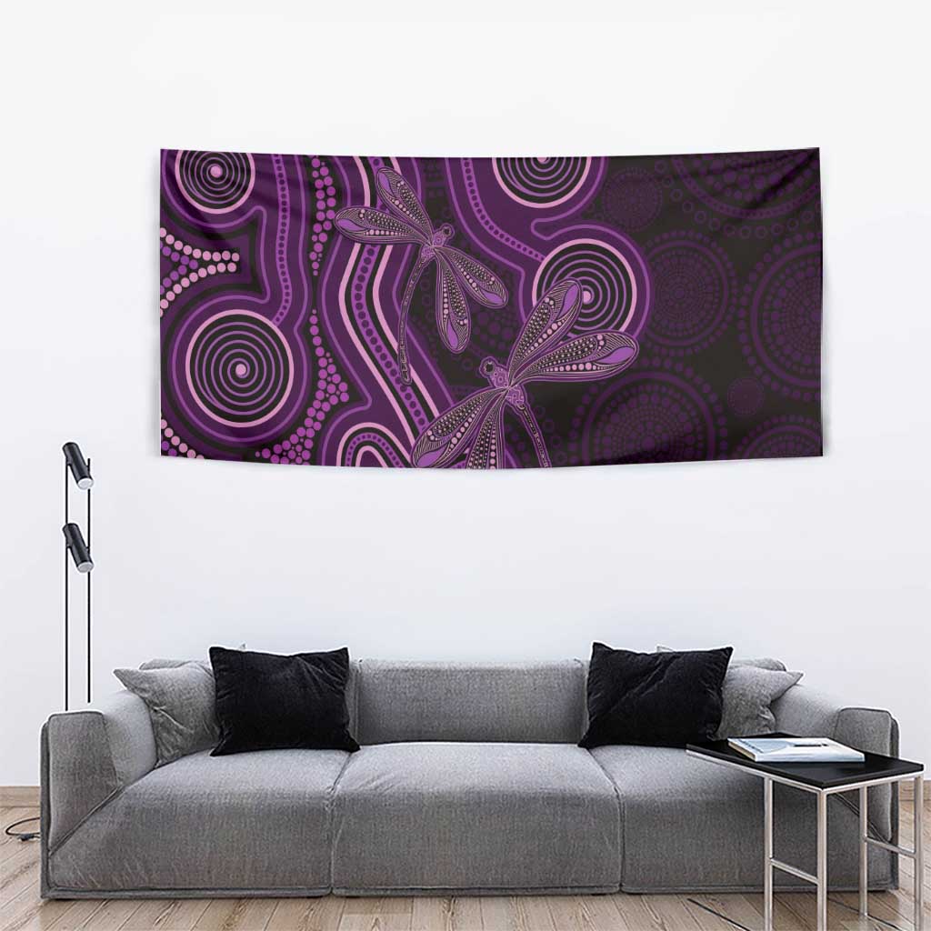 Purple Indigenous Dragonfly Australia Tapestry Aboriginal Art - Aussie Hoodie