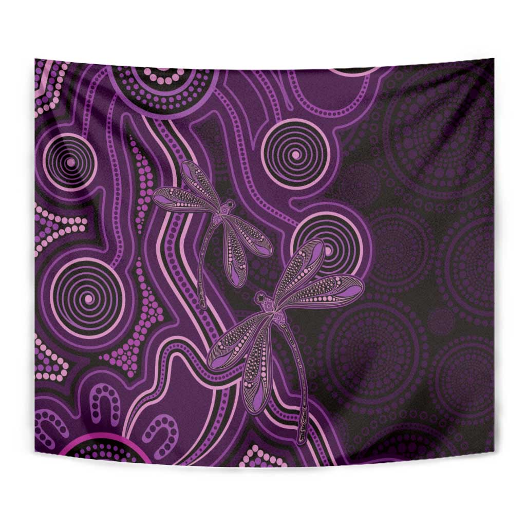 Purple Indigenous Dragonfly Australia Tapestry Aboriginal Art - Aussie Hoodie