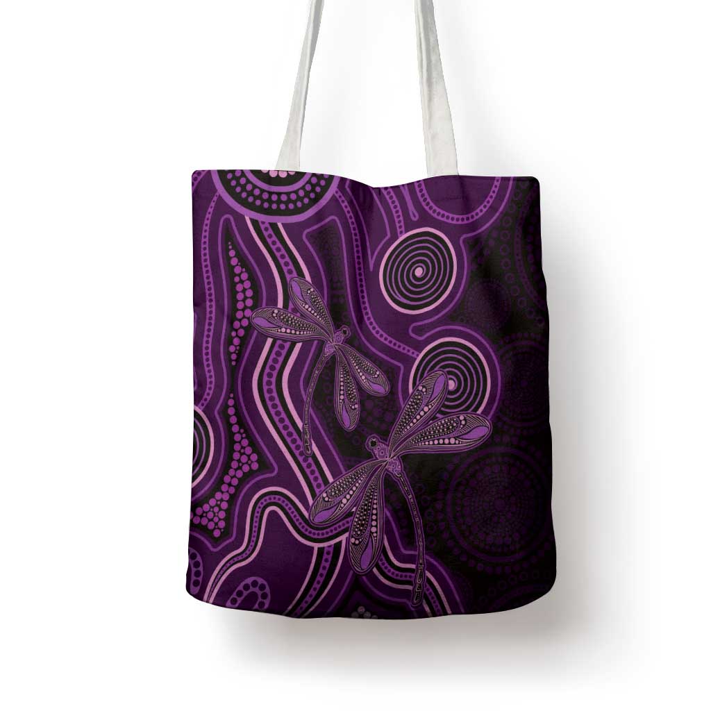 Purple Indigenous Dragonfly Australia Tote Bag Aboriginal Art - Aussie Hoodie
