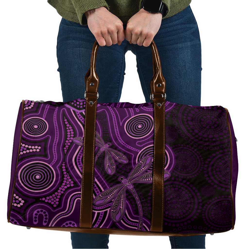 Purple Indigenous Dragonfly Australia Travel Bag Aboriginal Art - Aussie Hoodie