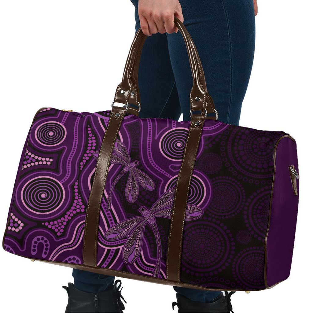 Purple Indigenous Dragonfly Australia Travel Bag Aboriginal Art - Aussie Hoodie