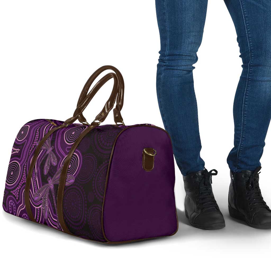 Purple Indigenous Dragonfly Australia Travel Bag Aboriginal Art - Aussie Hoodie