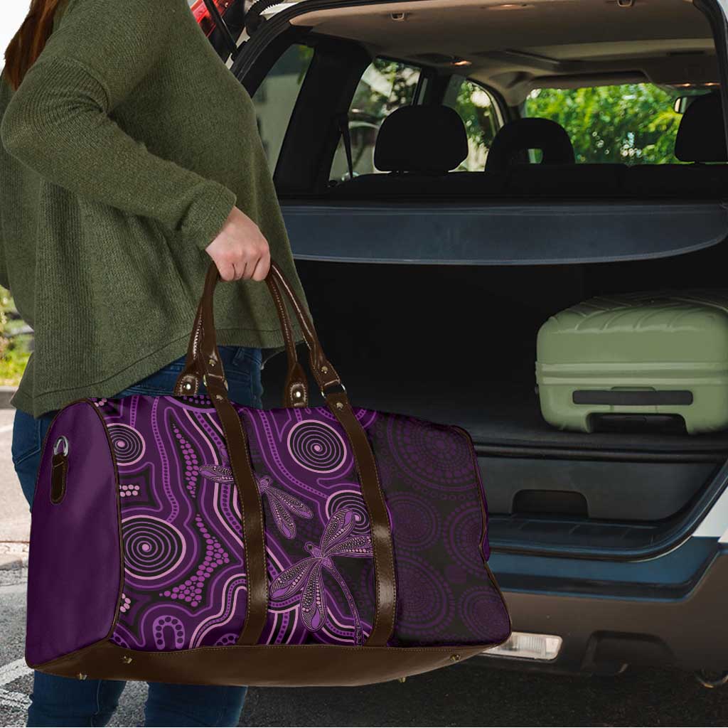 Purple Indigenous Dragonfly Australia Travel Bag Aboriginal Art - Aussie Hoodie