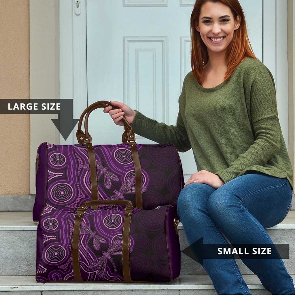 Purple Indigenous Dragonfly Australia Travel Bag Aboriginal Art - Aussie Hoodie