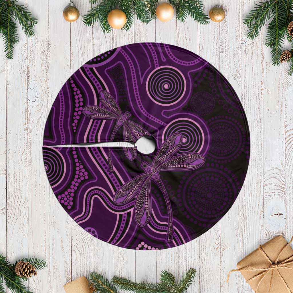 Purple Indigenous Dragonfly Australia Tree Skirt Aboriginal Art - Aussie Hoodie