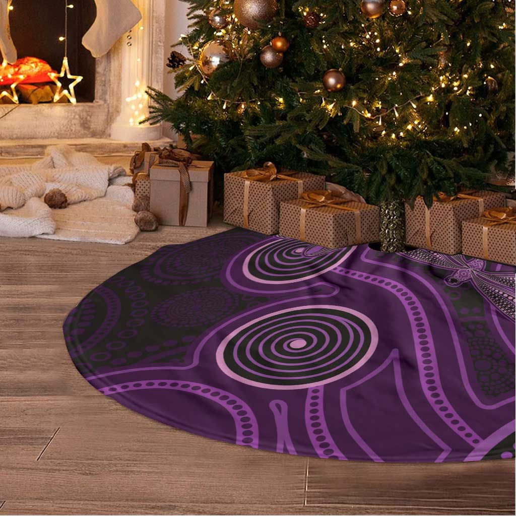 Purple Indigenous Dragonfly Australia Tree Skirt Aboriginal Art - Aussie Hoodie