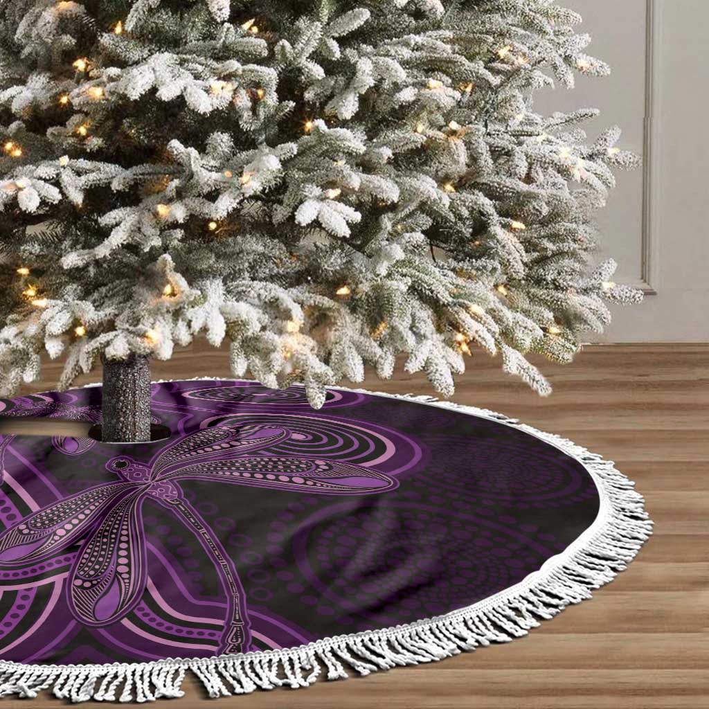 Purple Indigenous Dragonfly Australia Tree Skirt Aboriginal Art - Aussie Hoodie