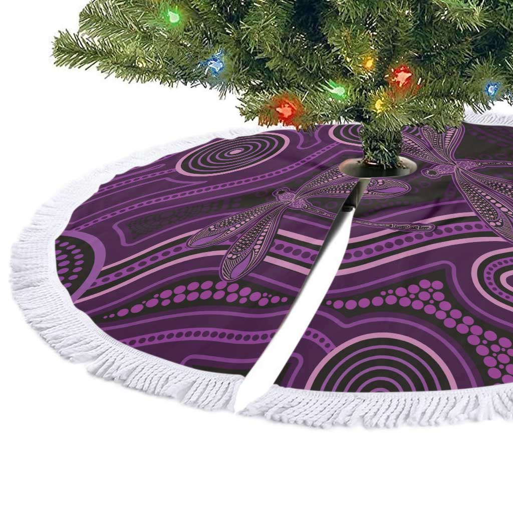 Purple Indigenous Dragonfly Australia Tree Skirt Aboriginal Art - Aussie Hoodie