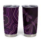 Purple Indigenous Dragonfly Australia Tumbler Cup Aboriginal Art - Aussie Hoodie